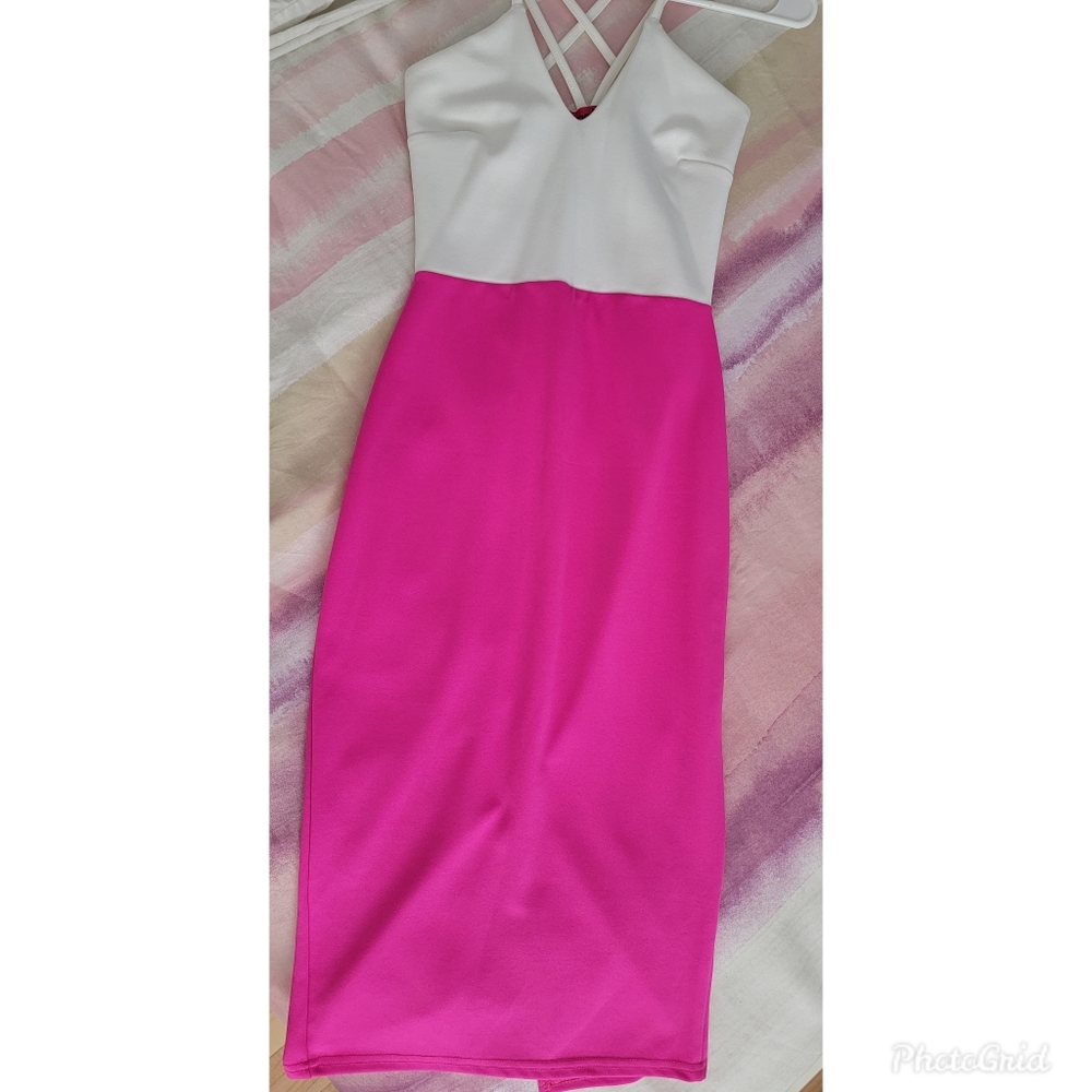 This beautiful dress from Boohoo from UK  size 8 UK , Us 4, white and pink